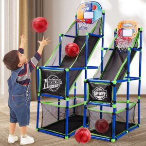 Arcade Basketball Game Set with 4 Balls and Hoop