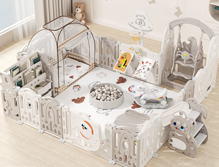 Children's Indoor Home Baby Playground, complete with a slide, tent, and swing